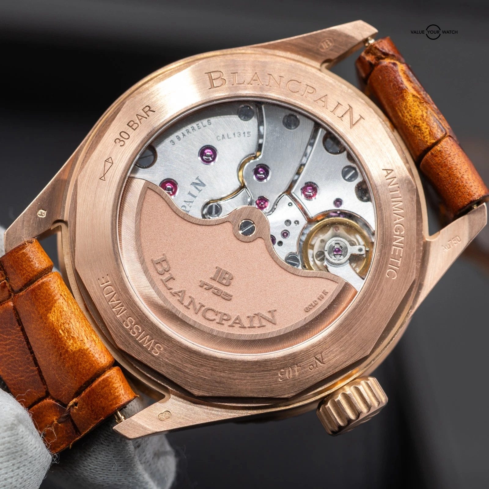 Blancpain Fifty Fathoms Bathyscaphe 43mm Rose Gold blue Full set extra straps! - Image 12