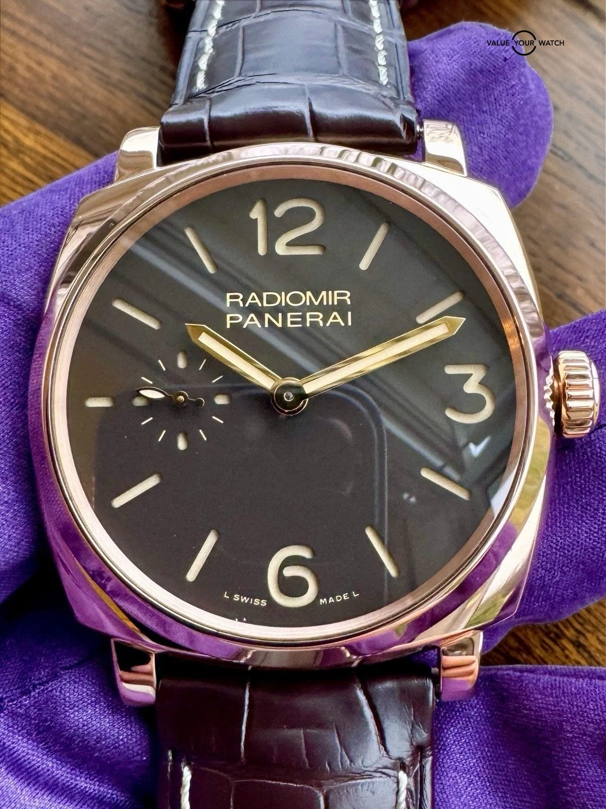 Panerai Radiomir 1940 Rose Gold Brown Dial 42mm PAM 513 New OEM Strap w/ Papers