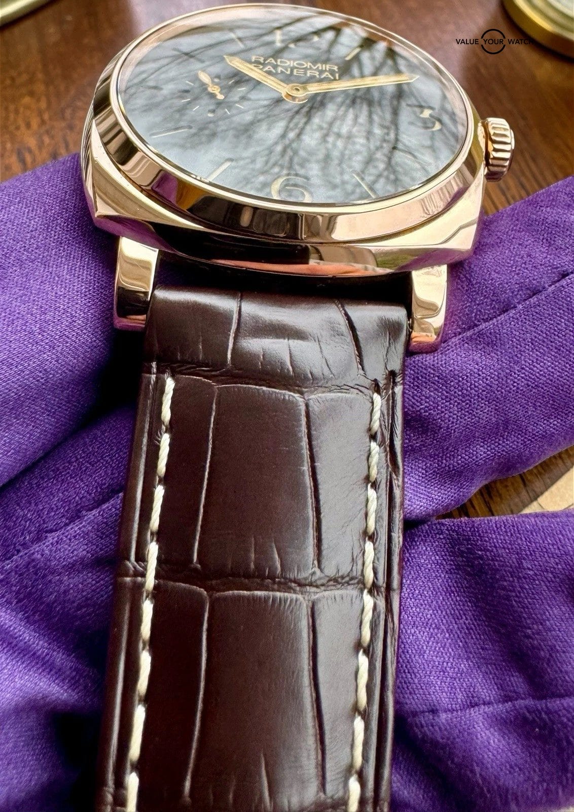 Panerai Radiomir 1940 Rose Gold Brown Dial 42mm PAM 513 New OEM Strap w/ Papers - Image 3