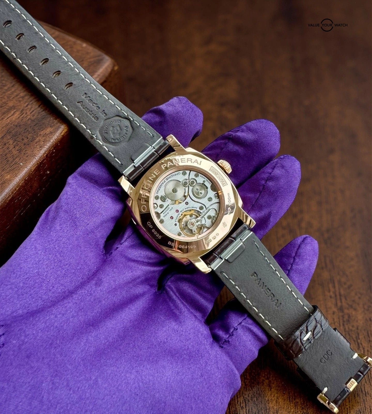 Panerai Radiomir 1940 Rose Gold Brown Dial 42mm PAM 513 New OEM Strap w/ Papers - Image 9