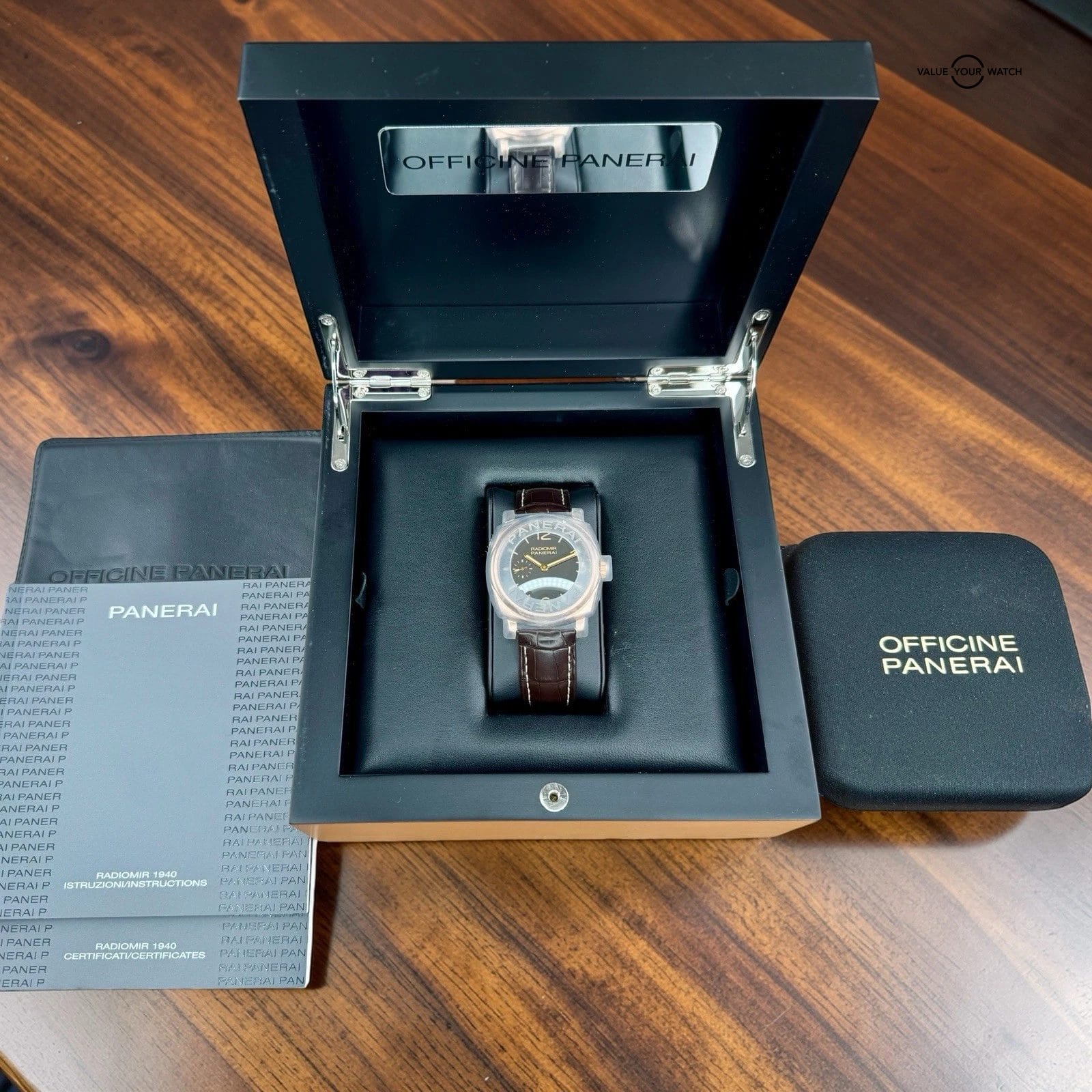 Panerai Radiomir 1940 Rose Gold Brown Dial 42mm PAM 513 New OEM Strap w/ Papers - Image 13