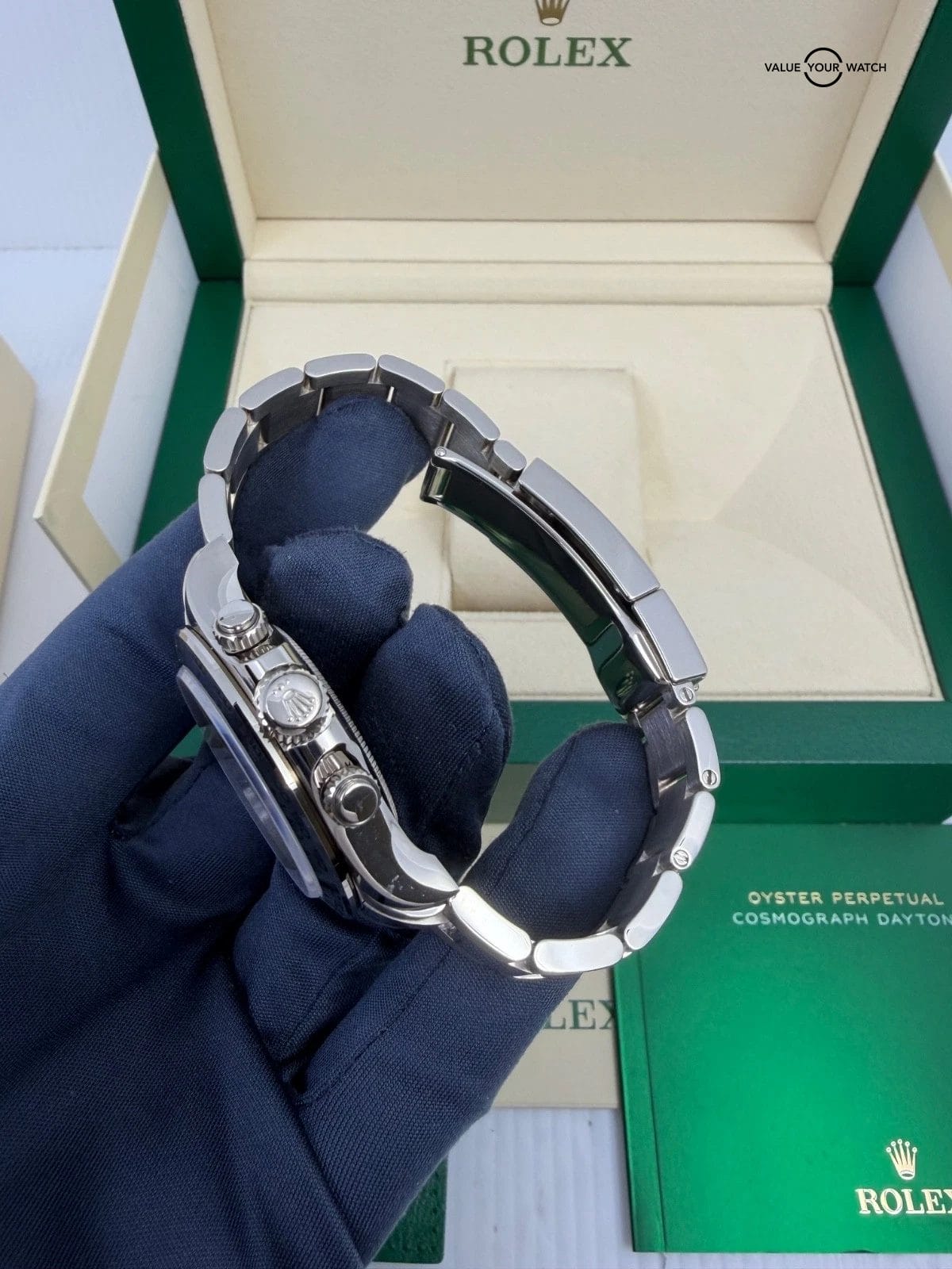 2021 MINT BOX PAPERS Rolex Daytona 18k GHOST White Gold Silver Grey Dial - Image 3