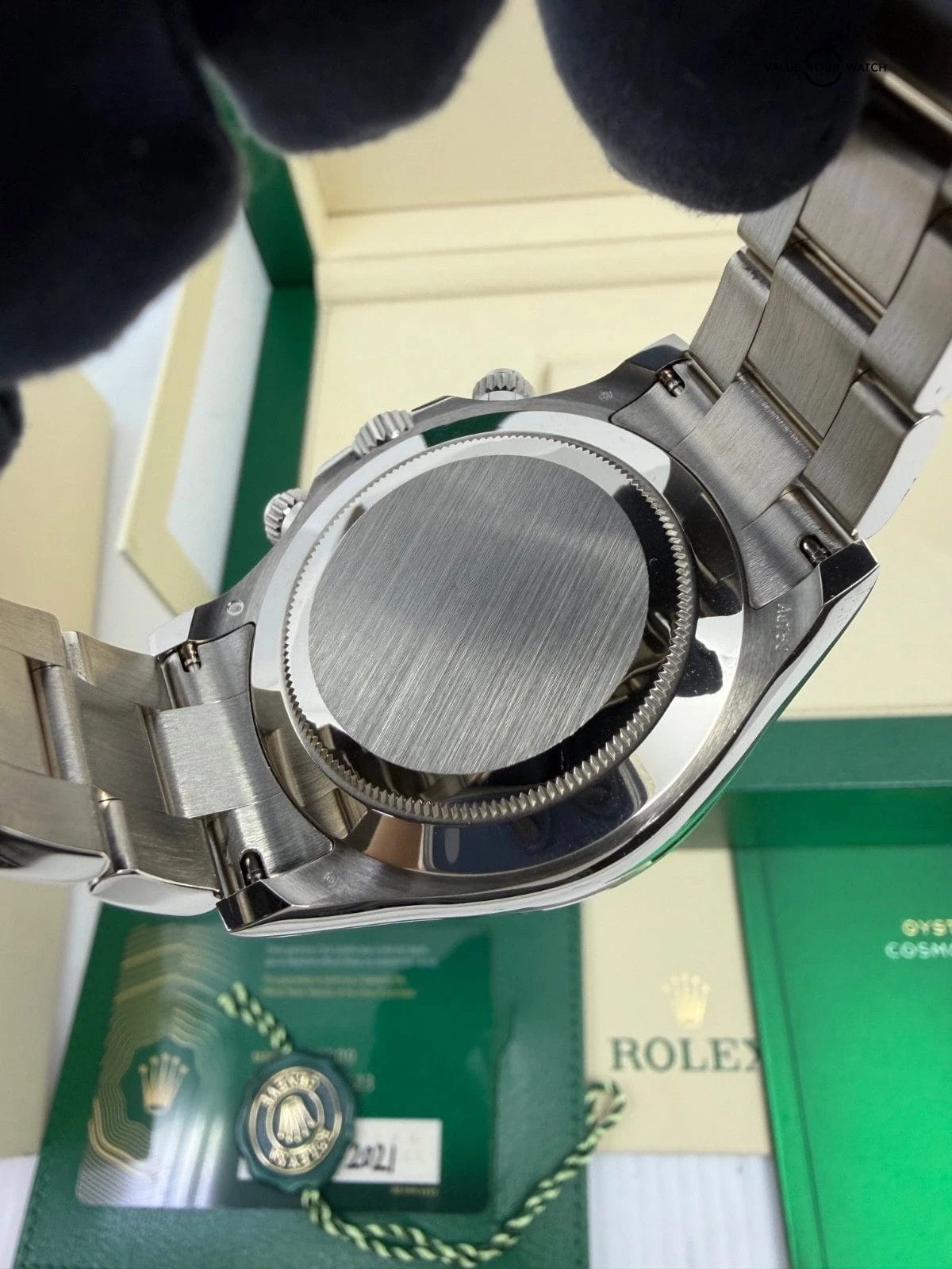 2021 MINT BOX PAPERS Rolex Daytona 18k GHOST White Gold Silver Grey Dial - Image 6