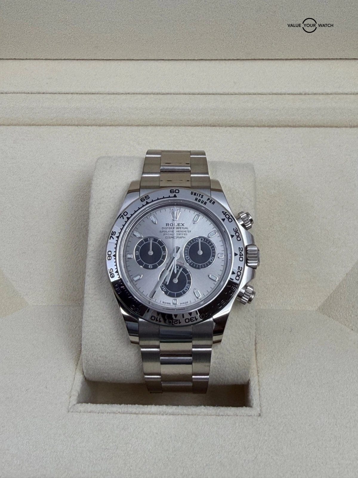 2021 MINT BOX PAPERS Rolex Daytona 18k GHOST White Gold Silver Grey Dial - Image 9