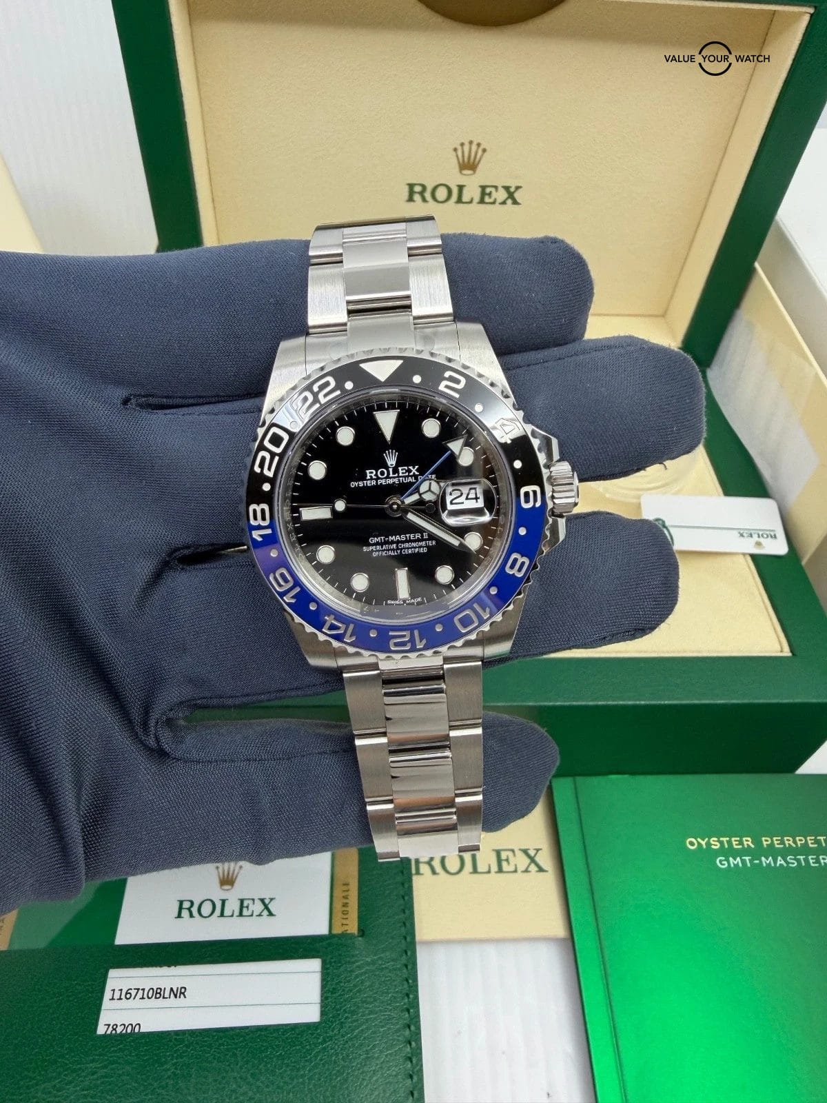 2019 MINT Papers Rolex GMT Master II 116710 BLNR Steel Ceramic Batman Blue Black
