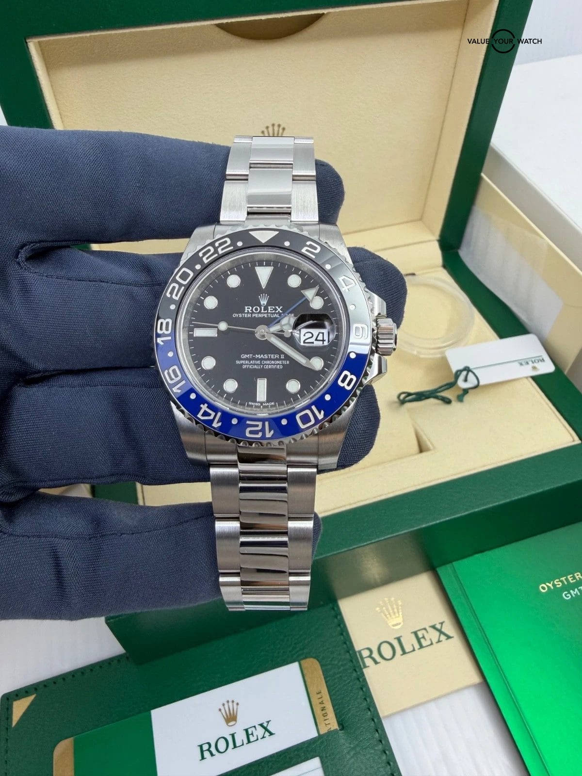 2019 MINT Papers Rolex GMT Master II 116710 BLNR Steel Ceramic Batman Blue Black - Image 8
