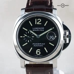 Panerai Luminor Marina PAM00104 – 44mm Black Dial Brown Strap + Rubber Strap