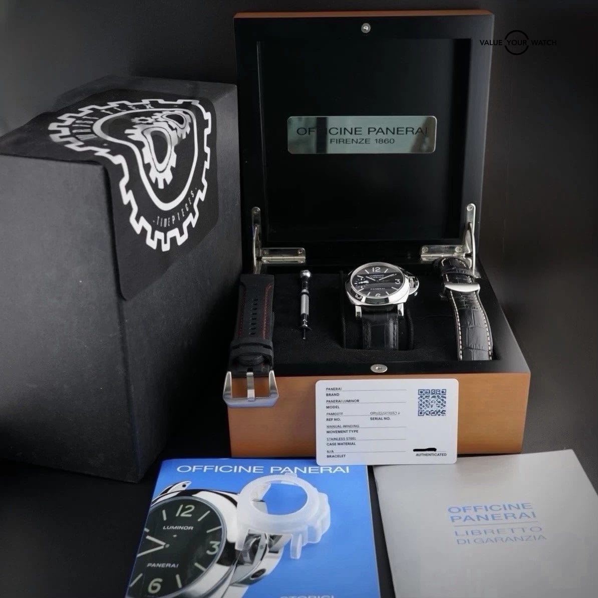 Panerai Luminor PAM00111 Black Dial 44mm -3 Straps Rubber & Leather, Box & Books - Image 10