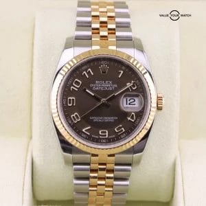 Rolex Datejust 36 Two Tone Yellow Gold 116233 Full Set Jubilee Hidden Clasp