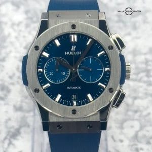 2025 Hublot Classic Fusion Chronograph 42MM Blue Dial Rubber Strap
