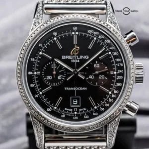 Breitling Transocean 38mm *ULTRA RARE* FACTORY DIAMONDS Black Dial Steel A41310