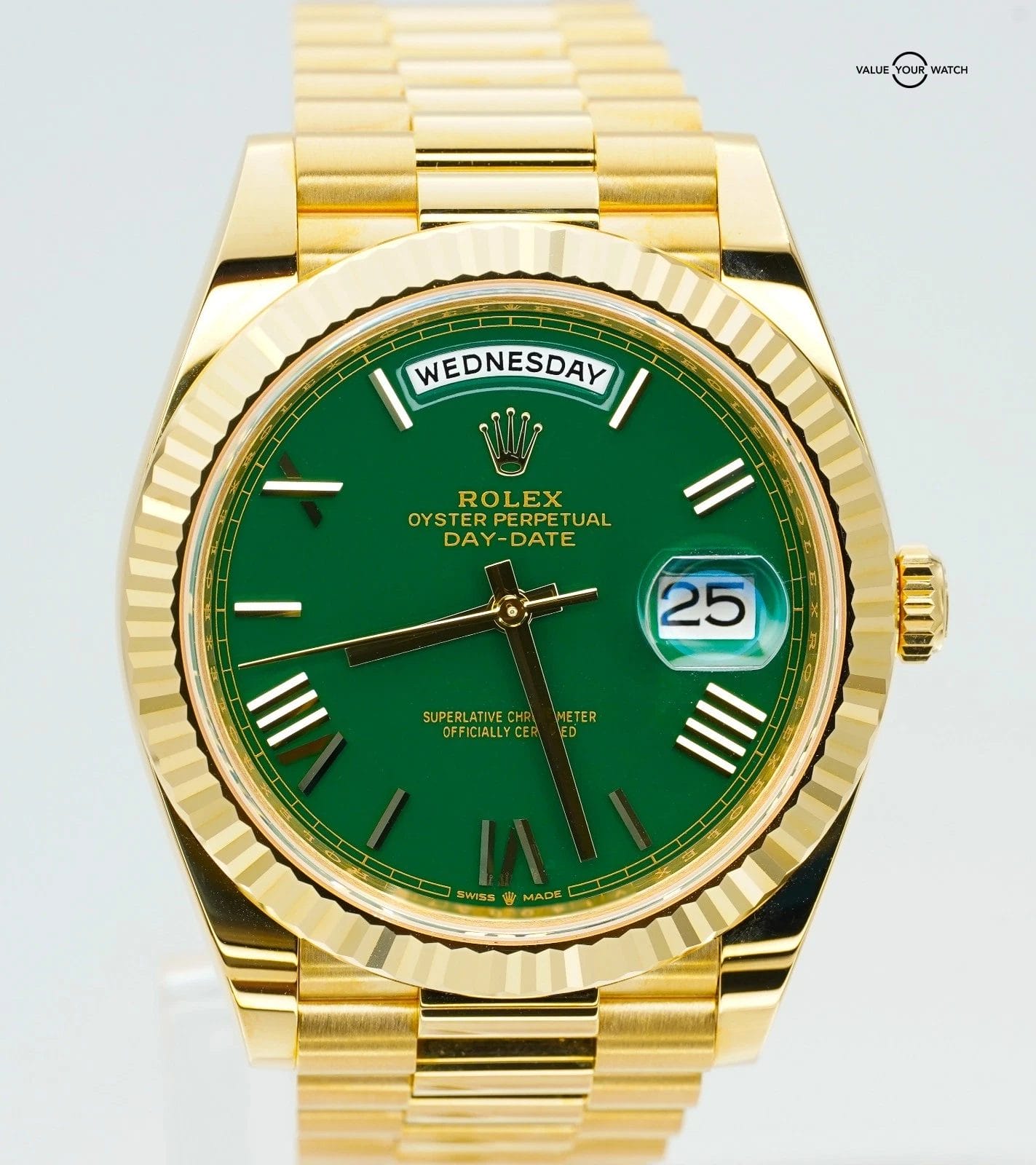 Rolex Day-Date President 228238 40mm Green Roman Dial 18K Yellow Gold Box/Papers - Image 4