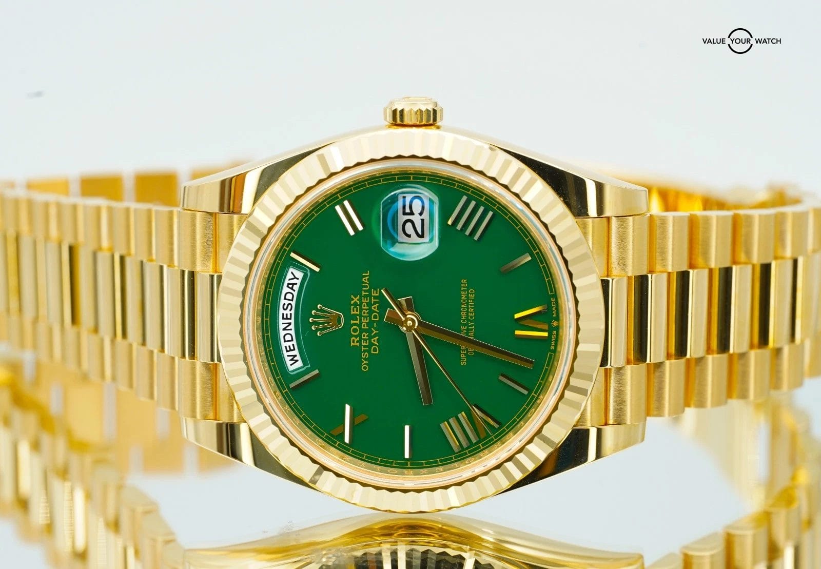 Rolex Day-Date President 228238 40mm Green Roman Dial 18K Yellow Gold Box/Papers - Image 5