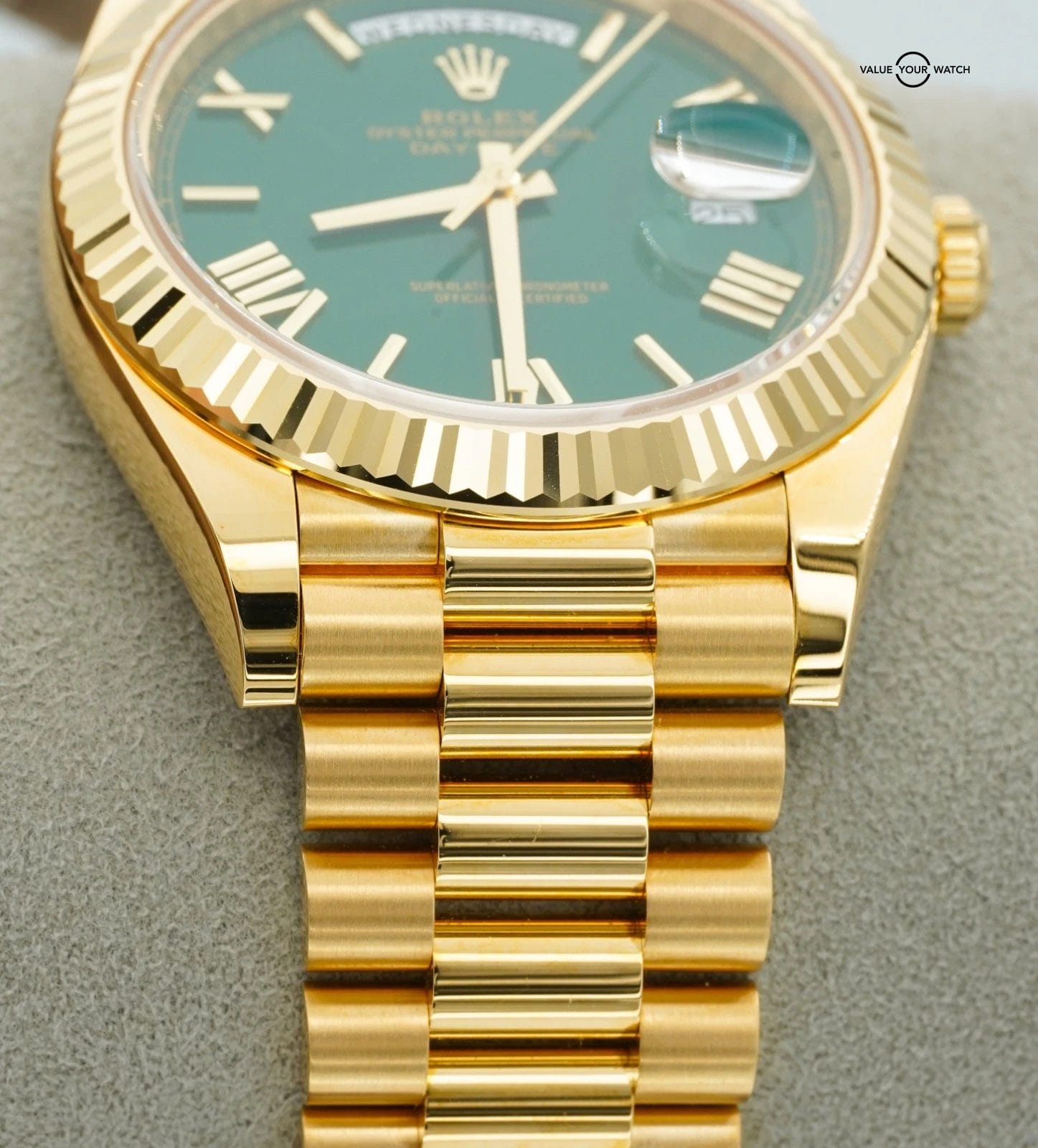 Rolex Day-Date President 228238 40mm Green Roman Dial 18K Yellow Gold Box/Papers - Image 15