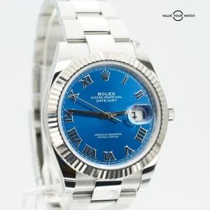 Rolex Datejust 41mm 126334 Blue Roman Dial Stainless Steel Oyster Box/Papers!