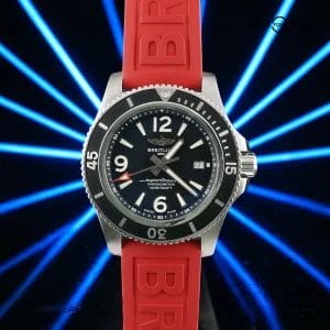 Breitling SuperOcean A17367 Automatic, 44mm, Black/Red Steel Braclet+Extra Strap
