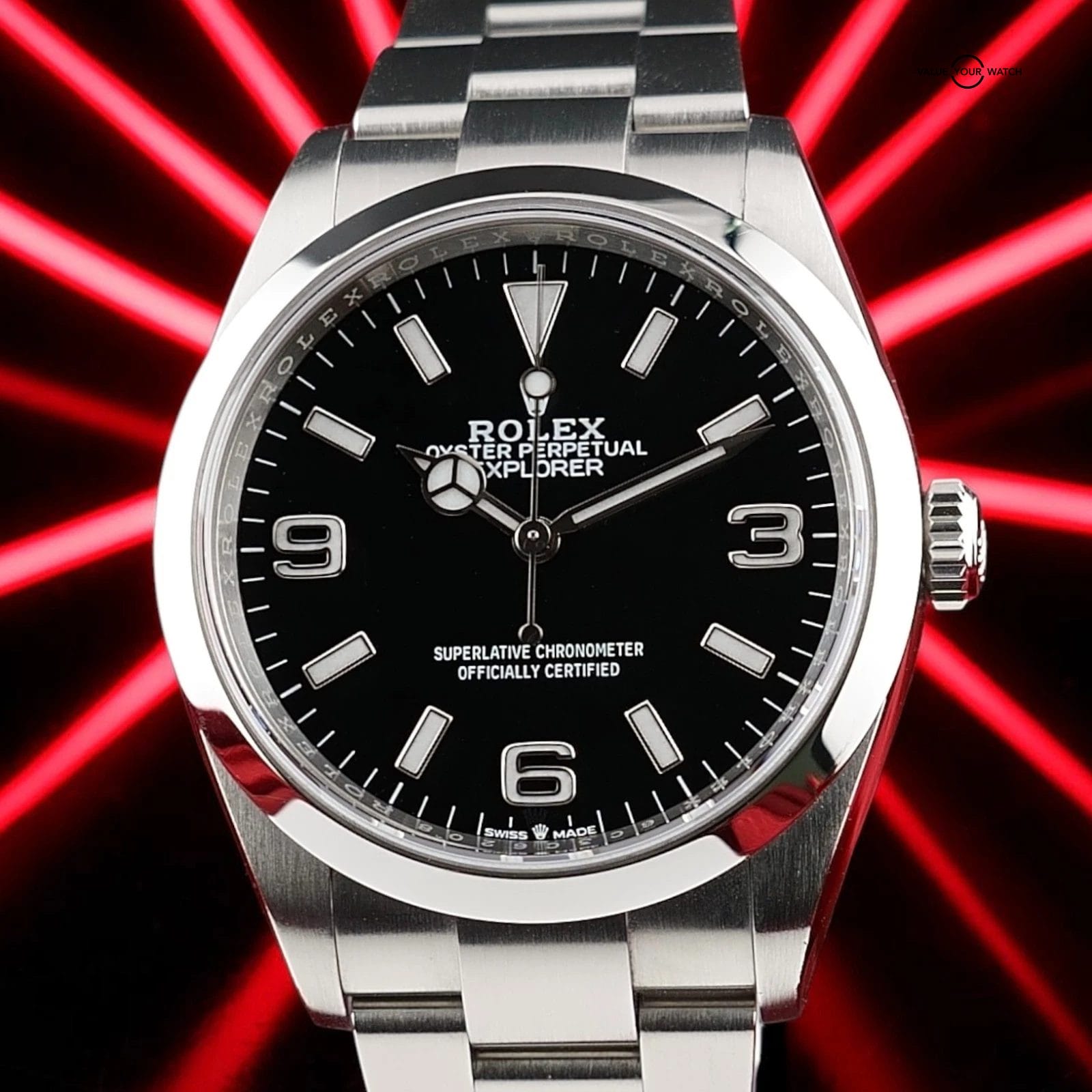 Rolex Explorer 36mm, Stainless Steel Oyster Black 124270 Box Papers - FULL SET