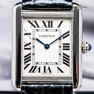 Cartier Tank Solo Small Model Ladies’ 31 mm Silver Dial Black Leather W5200005