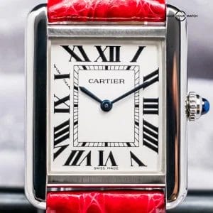 Cartier Tank Solo Small Model Ladies’ 31 mm Silver Dial Red Leather W5200005