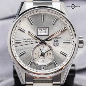 Tag Heuer Carrera Calibre 8 GMT 41 mm Silver Dial Automatic Date WAR5011.BA0723