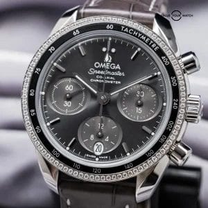 Omega Speedmaster 38mm FACTORY Diamonds Grey Dial Papers 324.38.38.50.06.001