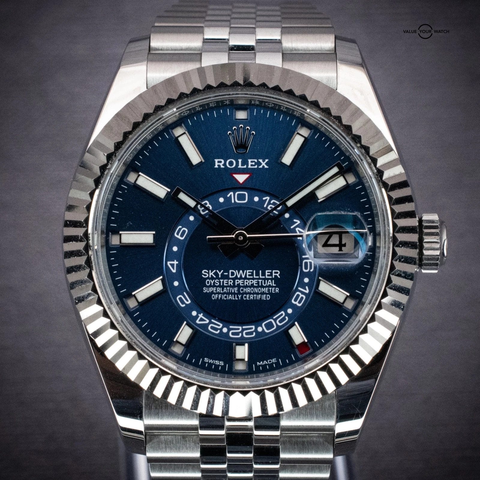 Rolex Sky-Dweller 42mm Blue Dial Jubilee Ref. 326934, w/ B&P
