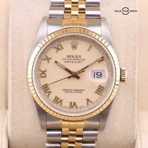 Rolex Datejust Cream Beige Dial 2-Tone Yellow Gold/Steel 36mm Watch 16233