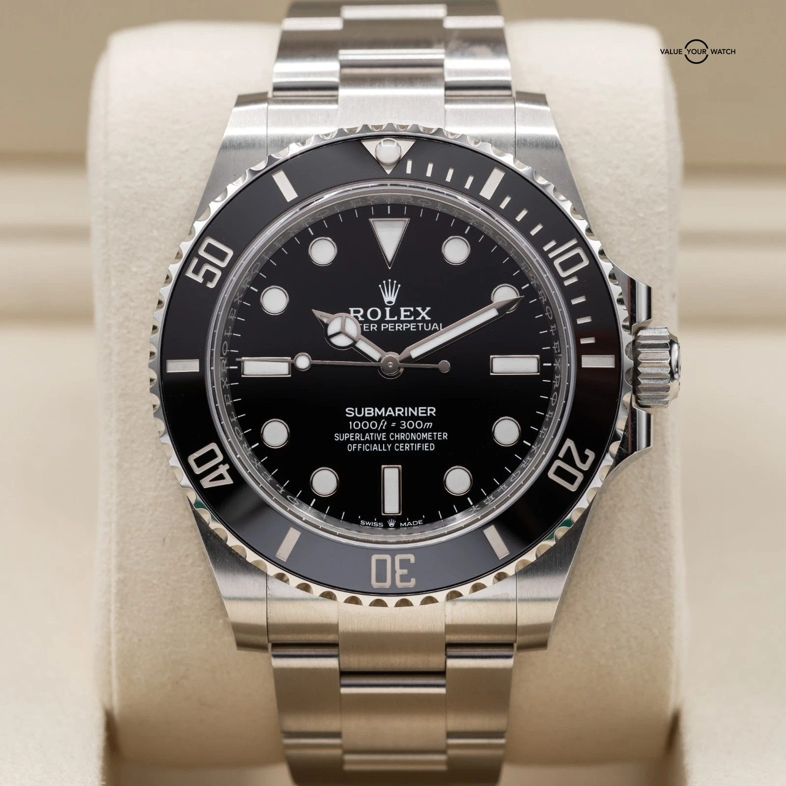 Rolex Submariner 124060 Silver Oyster Bracelet with Black Bezel - Image 4