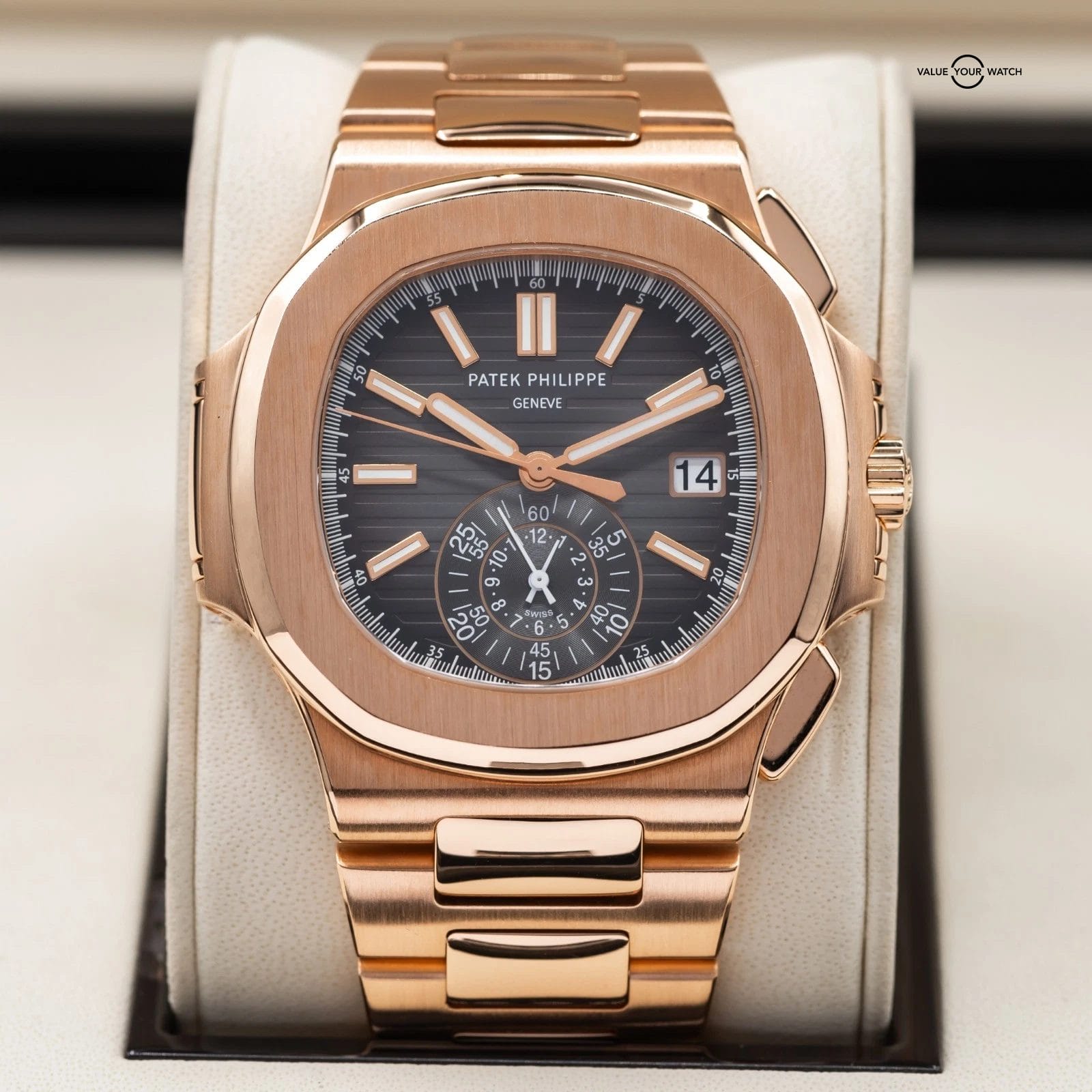 Patek Philippe Nautilus Chronograph in rose Gold, 5980/1R full set 2015! - Image 3