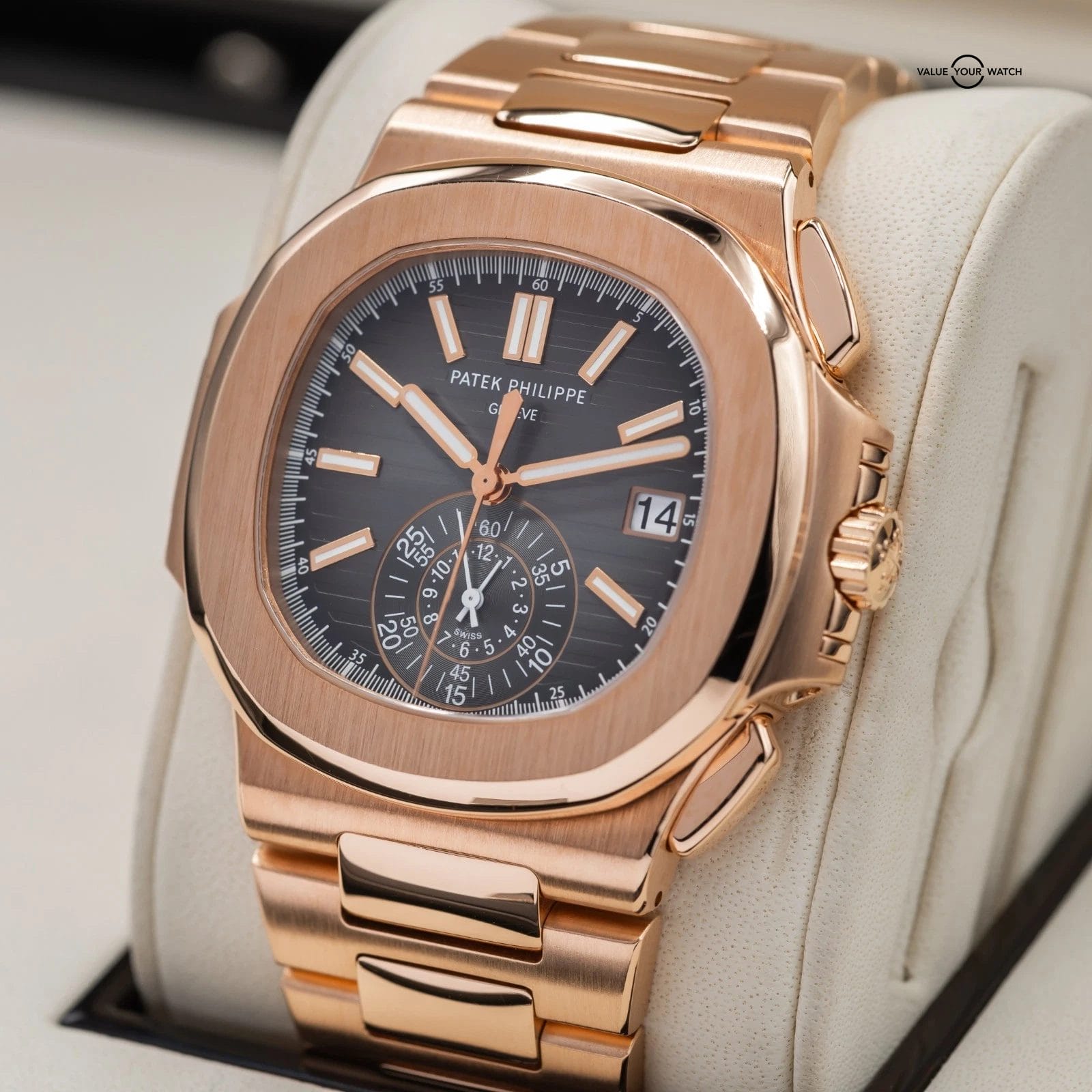 Patek Philippe Nautilus Chronograph in rose Gold, 5980/1R full set 2015! - Image 5