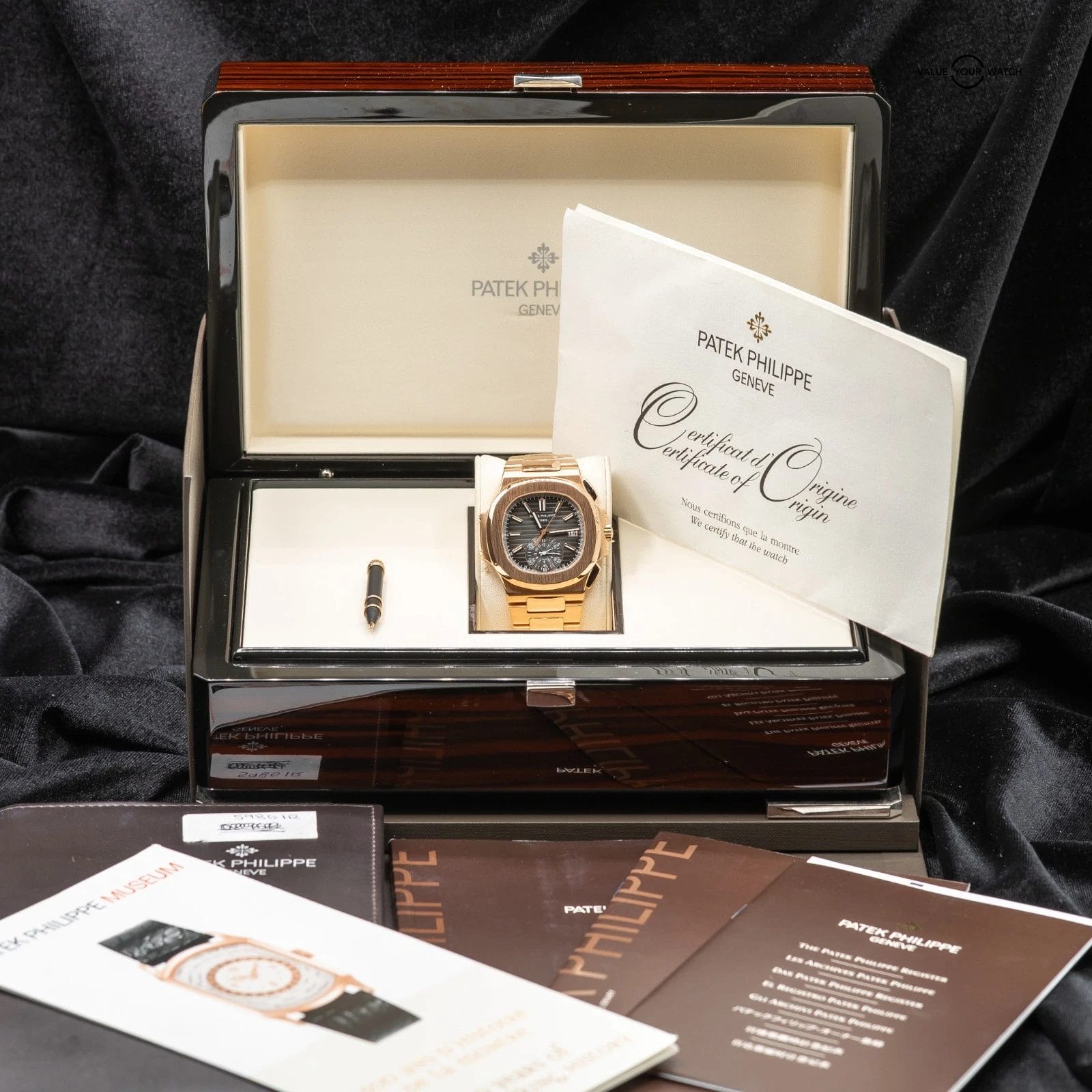 Patek Philippe Nautilus Chronograph in rose Gold, 5980/1R full set 2015! - Image 20