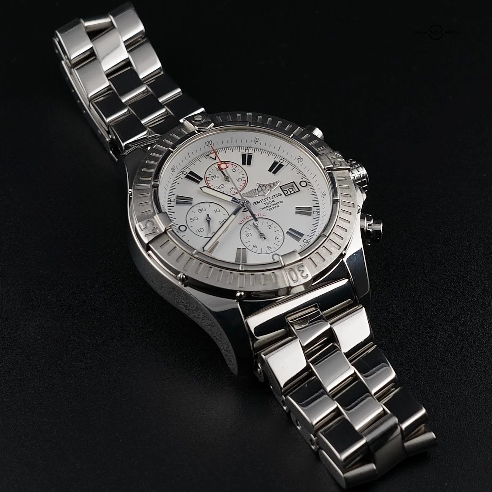 Breitling Super Avenger 48mm A13370 White Dial Chronograph Steel Bracelet & Box - Image 4