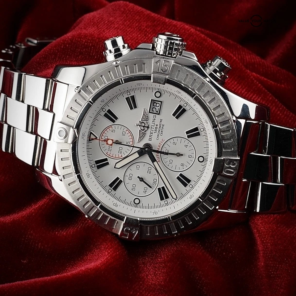 Breitling Super Avenger 48mm A13370 White Dial Chronograph Steel Bracelet & Box - Image 9