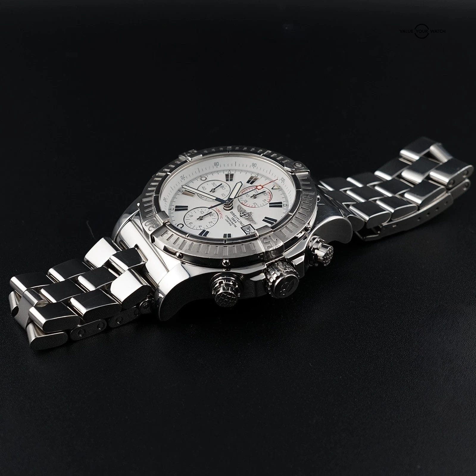 Breitling Super Avenger 48mm A13370 White Dial Chronograph Steel Bracelet & Box - Image 11