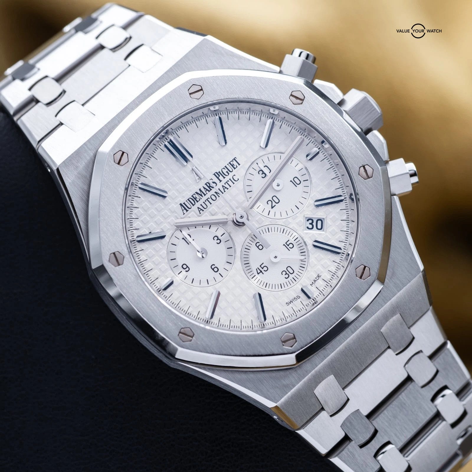 Audemars Piguet Royal Oak Chrono 41mm Steel White Silver AP 26320st - Full Set - Image 3
