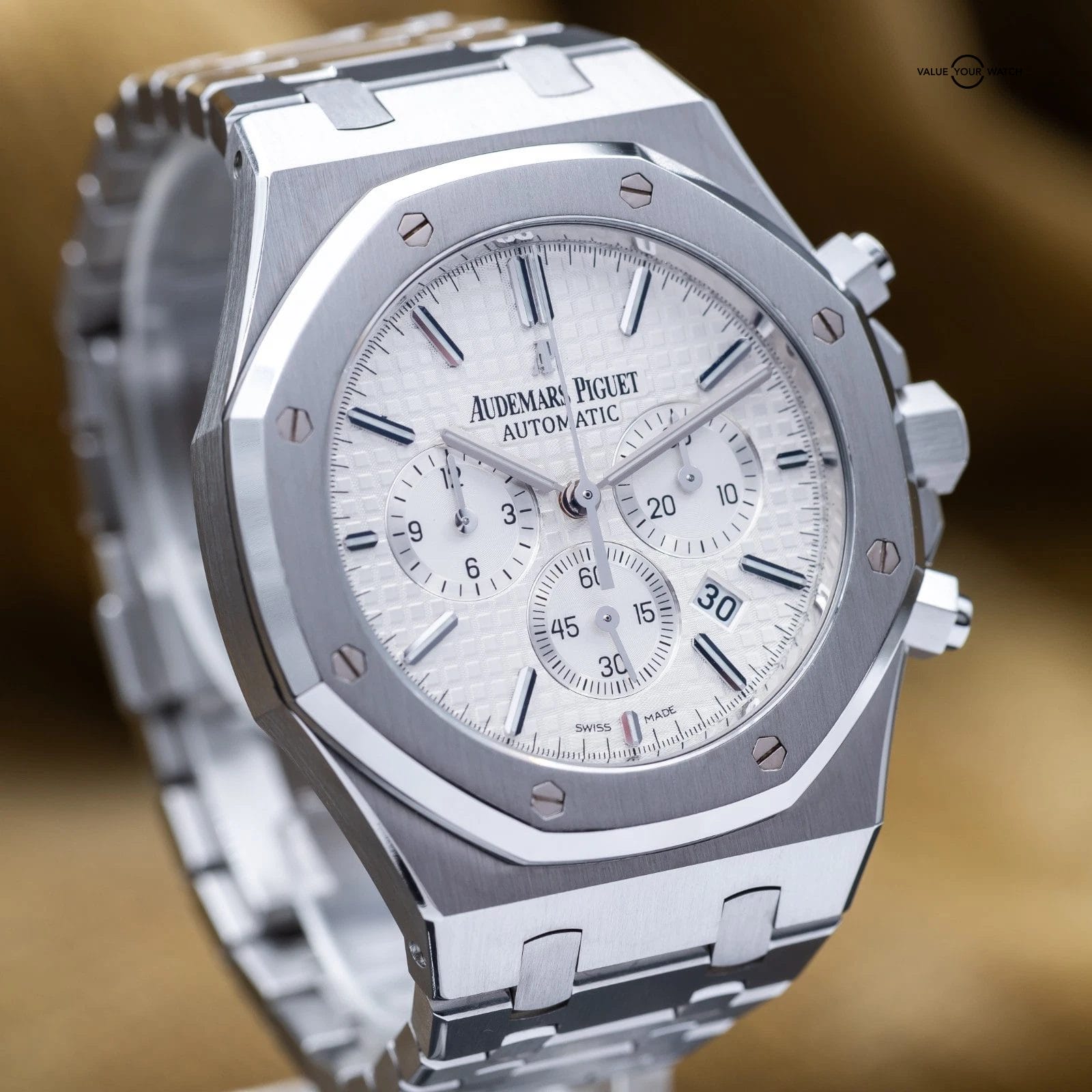 Audemars Piguet Royal Oak Chrono 41mm Steel White Silver AP 26320st - Full Set - Image 4
