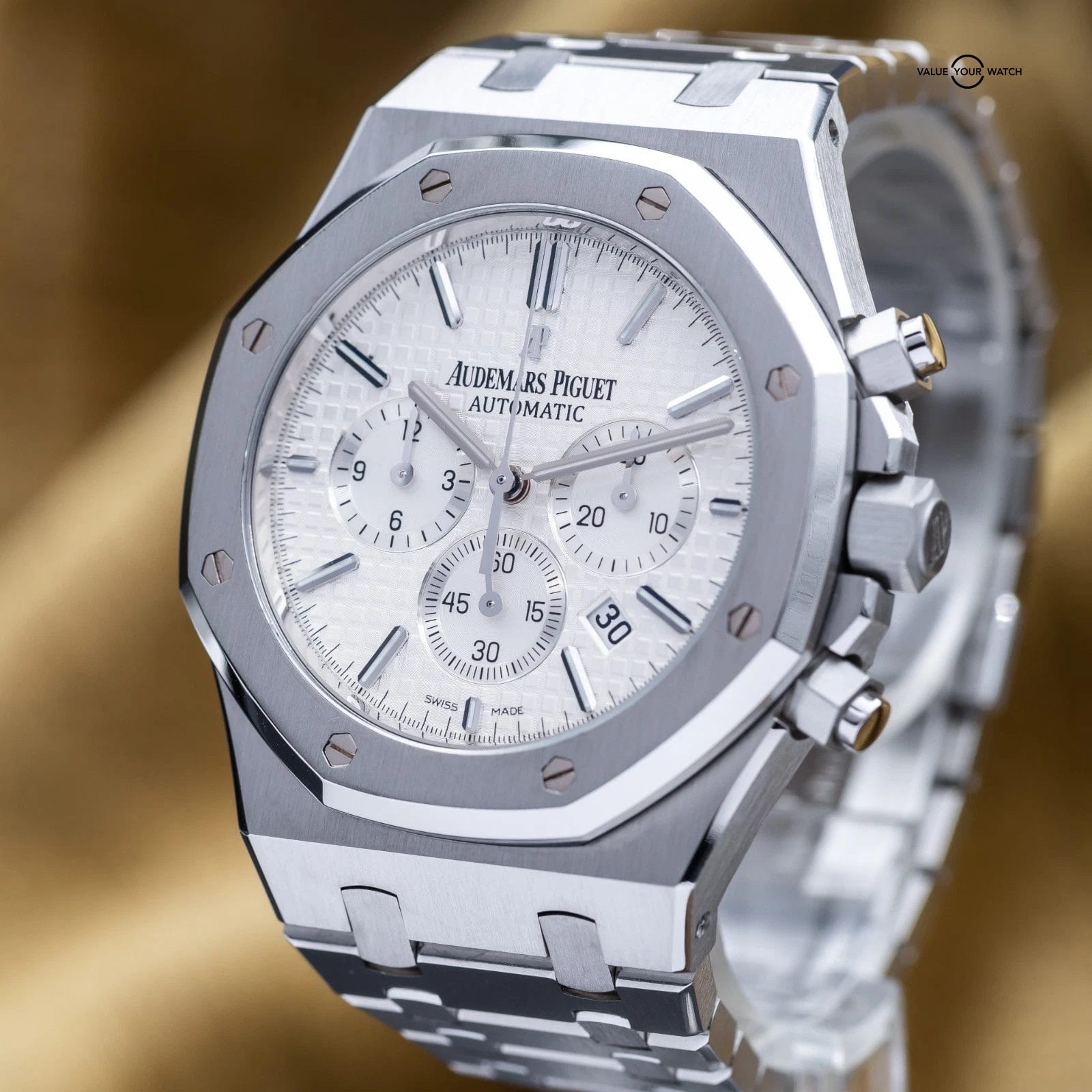 Audemars Piguet Royal Oak Chrono 41mm Steel White Silver AP 26320st - Full Set - Image 5