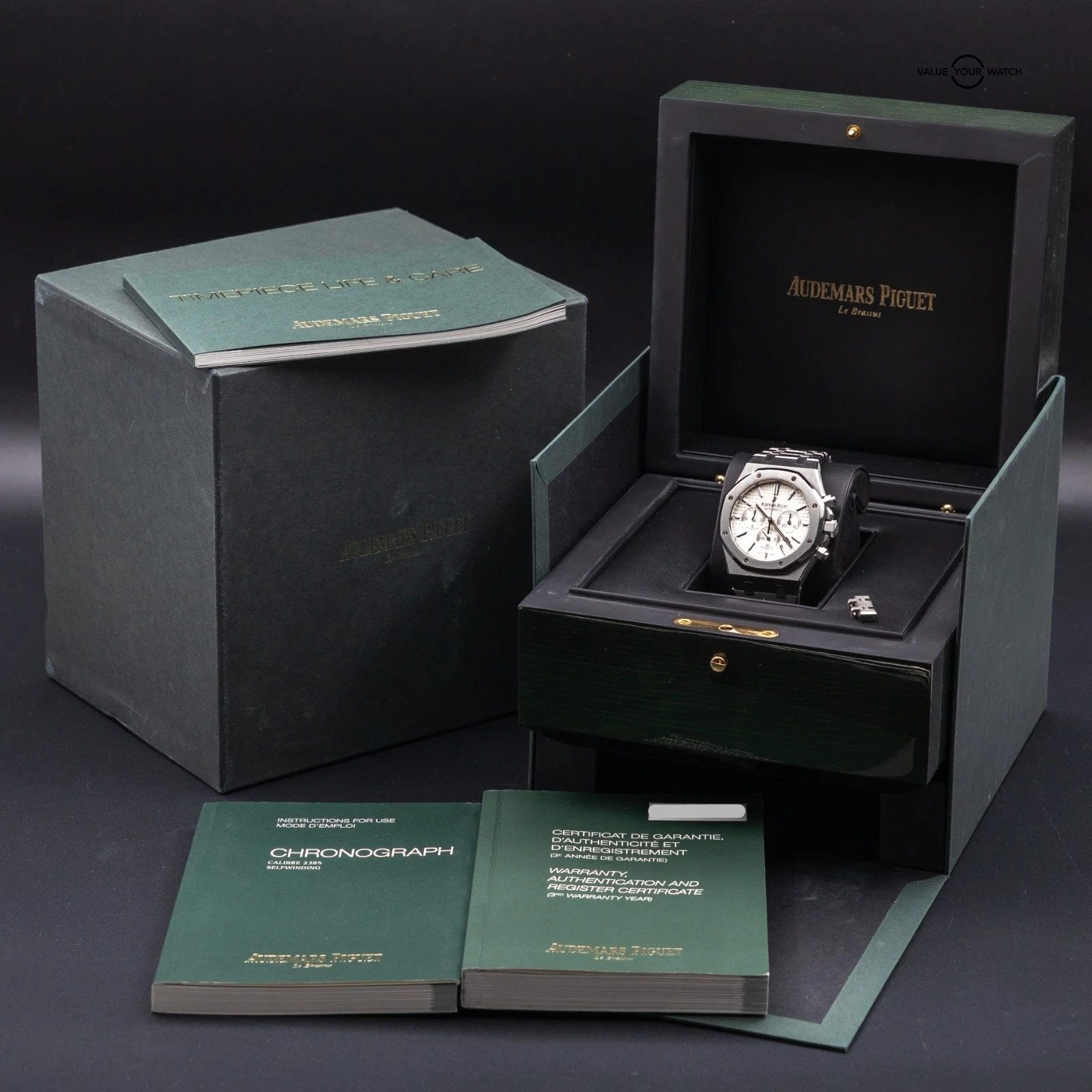 Audemars Piguet Royal Oak Chrono 41mm Steel White Silver AP 26320st - Full Set - Image 9
